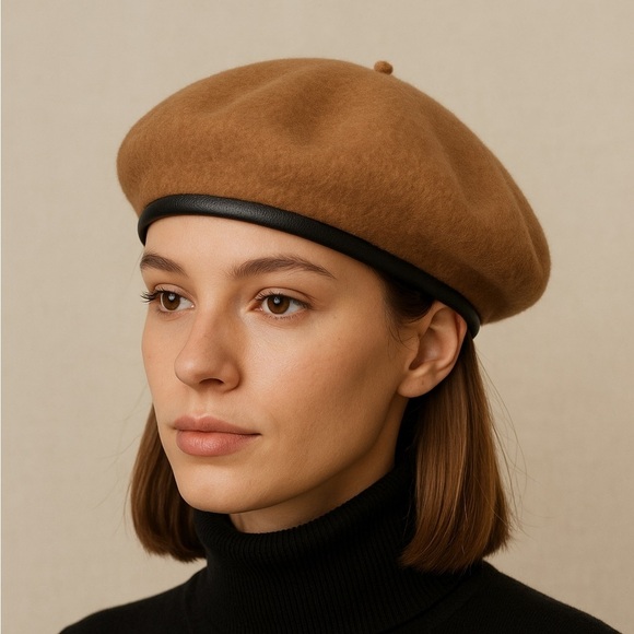 Accessories - Classic Camel Wool Beret Chic Parisian Style Winter Neutral Artsy Classic